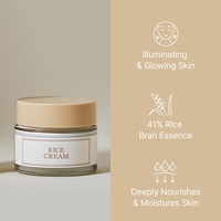 Crème pour le visage au riz, essence de son de riz avec crème à la céramide, améliore la barrière d'hydratation de la peau, nourrit en profondeur