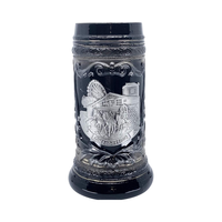 Chope à bière en porcelaine 3D gaufrée Oktoberfest Munich avec couvercle, souvenir décoratif de la fête de la bière allemande, collectionnable, pour vin/bière