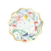 Juego de Platos Desechables DAMAI para Fiestas Infantiles, con Diseño en Relieve, Impresos en 6 Colores, Tema Océano/Mar, Vajilla Fabricada en Zhejiang
