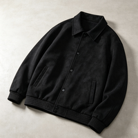 Blouson Bomber Homme en Daim à Col Montant, Fermeture Éclair, Design Patchwork, Imperméable, Coupe-Vent, Coupe Décontractée, Vêtement d'Extérieur Décontracté pour l'Automne