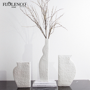 Moderna casa de objetos de tabla acento jarrones decoración de <span class=keywords><strong>blanco</strong></span> de cerámica jarrón para flores artificiales - Product Image 1