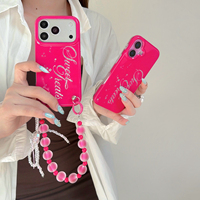 Coque de téléphone rose vif brillante tendance pour iPhone 18 Pro Max 17 16 15, motif lettres argentées « Sweet Treats », antichoc