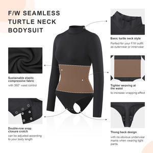 Custom Plus Size Outono Inverno Alto Estiramento Top Sólido Uma Peça Macio Sem Costura Manga Longa Shapewear <span class=keywords><strong>Bodysuit</strong></span> Slim Shapewear para - Product Image 3