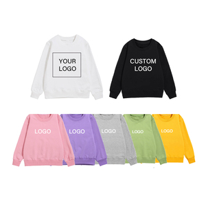 Autumn Custom Logo Print Baby Kids Clothing Cotton Solid Color Boys Girls Pullover Crewneck Sweatshirt Kids Sweater