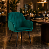 Chaise de salle à manger rembourrée certifiée EN 16139 avec accoudoirs et pieds en métal, vente en gros directe d'usine