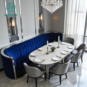 Sofá de Lujo con Estructura de Acero Inoxidable y Tapicería de Terciopelo, Silla y Mesa para Hotel, Restaurante, Cafetería, Muebles para Cafetería - Product Image 2