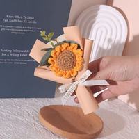 Bouquet de tournesol en crochet de laine fait à la main Offre Spéciale la décoration de bureau et le cadeau de la fête des enseignants fleurs artificielles tricotées