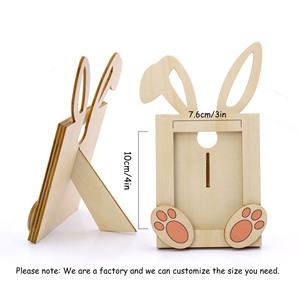 Échantillon Gratuit ODM Printemps 2025 – Décoration de Pâques en Bois Découpé au Laser – Cadeau de Pâques pour Enfants – Cadre Photo en Bois Lapin de Pâques - Product Image 3