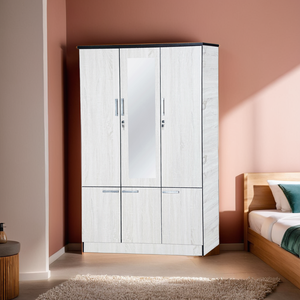 Garde-robe en contreplaqué de chêne blanc de qualité en vente en gros léger et durable étagère de miroir de stockage cintre pour la maison bureau chambre à coucher hôtel - Product Image 3