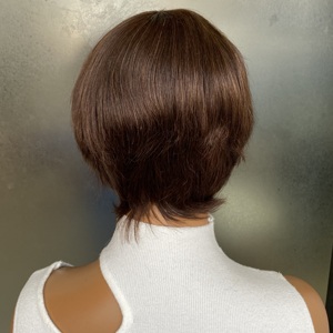 วิกผมตรงสีน้ำตาลแบบสั้น ความยาวระดับ<span class=keywords><strong>คาง</strong></span> ทรงพิกซี่คัท ไม่มีหน้าม้า  ไม่มีเชือกผูก  ไม่ต้องใช้กาว  ทำจากผมแท้แบบเวอร์จิ้น เรมี่ คิวติเคิล - Product Image 5