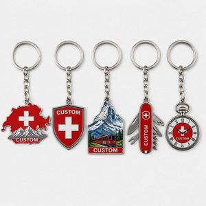 Porte-clés suisses personnalisés de haute qualité en gros, avec design Alpes, croix, montre et monuments emblématiques de la Suisse, souvenir de voyage - Product Image 1