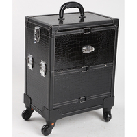Valise à maquillage personnalisée avec logo, en aluminium et cuir PU, portable, pour tous types de cosmétiques