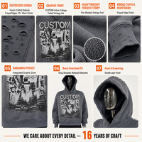 Sweat-shirt à capuche personnalisé Cenloong avec broderie graphique, 500 GSM, en coton French Terry surdimensionné, pour homme
