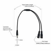 Stromversorgung DC 5,5mm*2,1mm 5,5*2,5mm Hohlstecker auf 2 Buchsen Verlängerungskabel DC 1 zu 2 Y-förmiges Stromverteilerkabel für LED