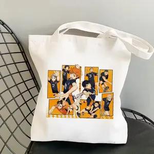 Recycled hot sell anime gift Eco one-shoulder custom tote bag for shopping grocery beach picnic gym travel cotton tote bag