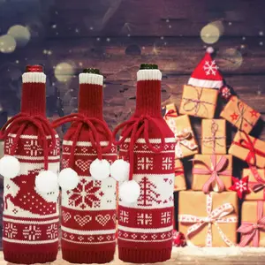 节日酒瓶保护礼品袋圣诞树雪花圣诞酒瓶盖圣诞酒瓶袋