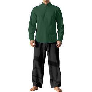 เสื้อเชิ้ตแขนยาวผู้ชาย รุ่น Df-164169 คอตั้ง ผ้าฝ้ายลินินเนื้อบาง สีพื้น สไตล์ลำลอง สำหรับใส่ในฤดูใบไม้ผลิและฤดูใบไม้ร่วง เหมาะสำหรับใส่ในชีวิตประจำวัน - Product Image 6