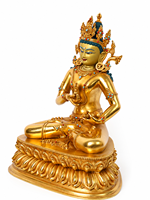 Statue antique de Vajrasattva Bouddha en laiton, finition dorée, sculpture bouddhiste artisanale pour la décoration d'autel, de maison ou de jardin