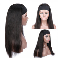 Vendeurs de perruques de cheveux vierges en gros, demi-perruque brésilienne de cheveux raides noirs 100%, perruques de bandeau tressé de différentes couleurs