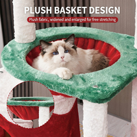 OEM & ODM Usine : Arbre à chat festif de Noël pour plusieurs chats, avec griffoir en corde de sisal et double maison pour chat