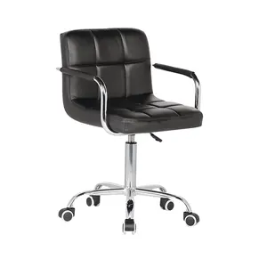 PU Leather Modern Adjustable Swivel Barstools Bar stool with sliver armrest wheels office chair