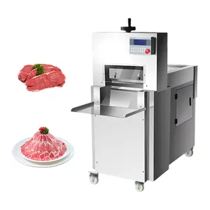 Rebanadora de tocino de rollo de cordero completamente automática de acero inoxidable comercial, cortadora de carne congelada