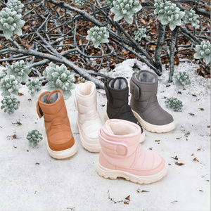 Nouvelles bottes de neige imperméables antidérapantes à semelle souple en nylon noir doublées de polaire épaissies pour enfants et bébés – Collection 2025 - Product Image 2