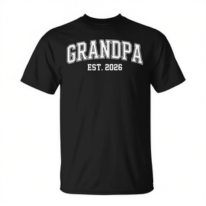 T-shirt Grandpa Est 2026 Nera Unisex in cotone, maglietta promozionale - Product Image 2