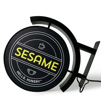 Panneau publicitaire LED rotatif personnalisé, intérieur/extérieur, cadre en aluminium, boîte lumineuse en acrylique, éclairage 12V, acier, décoratif, suspendu