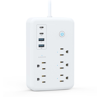 Stop Kontak Listrik Pintar WiFi USA dengan PD20W USB Type-C dan Stop Kontak PC untuk Rumah Kantor, Kabel 6ft 1.8m, Colokan US