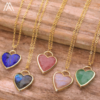 Collier avec pendentif en pierre en forme de petit cœur, colliers à breloques en cristaux de guérison facettés, bijoux en gros