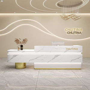 Comptoir de <span class=keywords><strong>salon</strong></span> de beauté en bois intelligent, durable et écologique, comptoir de coiffure, comptoir de réception peint, comptoir de réception pour magasin de vêtements - Product Image 3