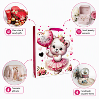 Sacs cadeaux mignons en forme d'ours en peluche VT14, sacs en papier pour la Saint-Valentin avec poignée en ruban pour mariage, fête d'anniversaire