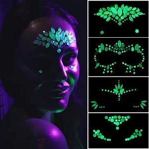 Glow Face Crystal Stickers Night Club Luminous Gem Make Up Adhesive Temporary Tattoo Body Art Stickers Face Jewelry Stickers - Product Image 2
