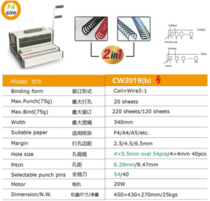 CW 2019 2 Trong <span class=keywords><strong>1</strong></span> Dây Cuộn Đa Chức Năng Binder <span class=keywords><strong>Binding</strong></span> <span class=keywords><strong>Machine</strong></span> - Product Image 3