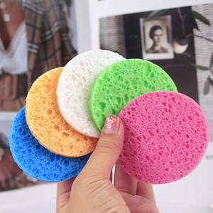 Facial Cleansing <b>Sponge</b> Round Wood Pulp Cotton 70*8mm For Face And Body <b>Exfoliating</b> Tools - Product Image 1
