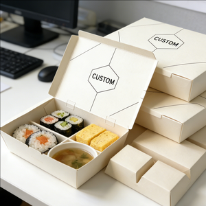 Takeaway Fast Food Greaseproof 3 Compartment Disposable Food Container Paper <b>Packaging</b> Box with Logo Eco Friendly OEM ODM - Product Image 3