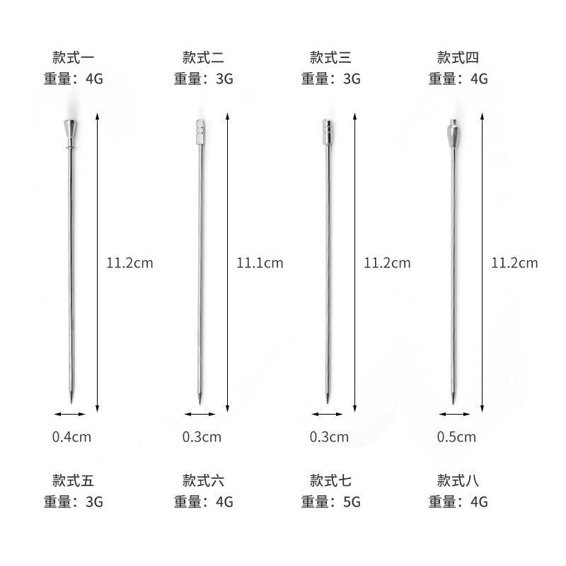20 Pièces Brochettes De Cocktail En Acier Inoxydable - Bâtonnets Décoratifs Pour Fruits, Olives Et Apéritifs (4 Styles)