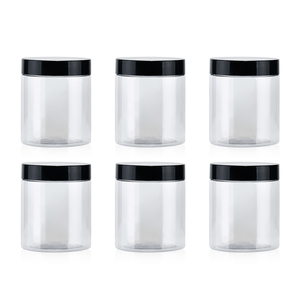 224 pezzo 250ml trasparente <span class=keywords><strong>PET</strong></span> in plastica per animali domestici nero coperchio bocca larga contenitori cosmetici per maschera per capelli in polvere unguento per la cura della pelle - Product Image 5