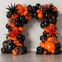 Kit d'arche de ballons d'Halloween, guirlande de ballons en latex orange et noir avec confettis, ballons étoiles, décoration de fête pour enfants, déguisement ou friandise