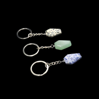 Llavero de ataúd de cristal pulido con colgante de gemas naturales mixtas, cuarzo rosa, aventurina, piedra de bolsillo, regalo de recuerdo