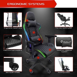 Silla de juegos con <span class=keywords><strong>luces</strong></span> <span class=keywords><strong>led</strong></span> para jugadores, asiento negro RGB con <span class=keywords><strong>luces</strong></span> <span class=keywords><strong>led</strong></span>, precio más barato, proveedores verificados - Product Image 3