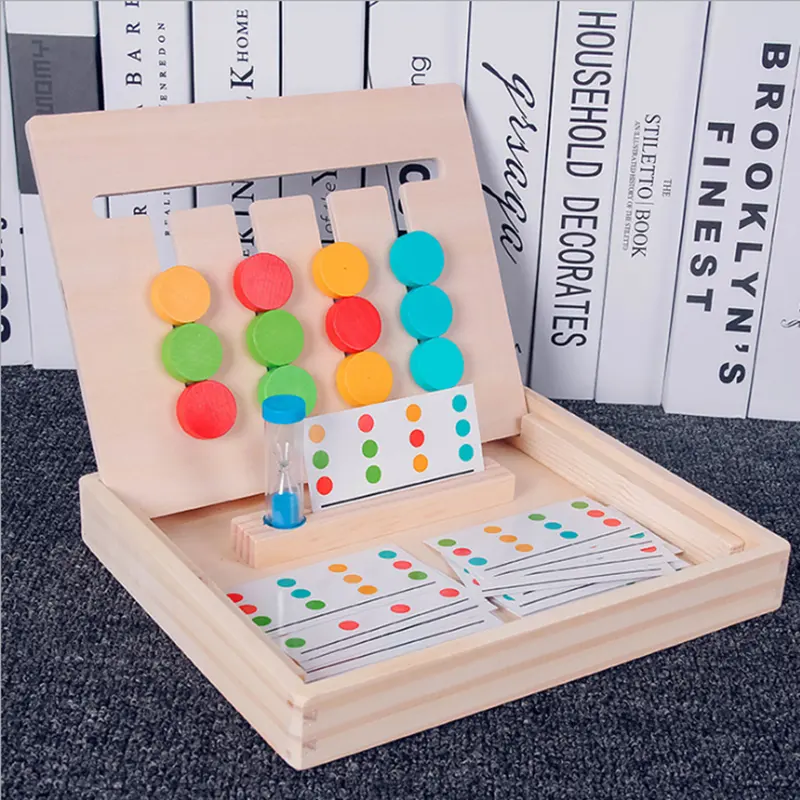 モンテッソーリロジックゲーム子供用木製4色ゲーム用の初期色数学教育玩具