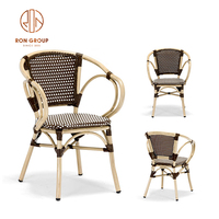 Meubles de Restaurant en plein air, pas cher, bistrot français, café, Patio, jardin, accoudoir à dossier haut, chaises en rotin tissé