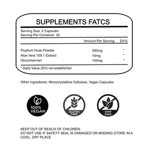 Cápsulas de Fibra de Psyllium y <span class=keywords><strong>Aloe</strong></span> <span class=keywords><strong>Vera</strong></span> Rainwood 500mg, Limpieza de <span class=keywords><strong>Colon</strong></span>, 60 Cápsulas - Product Image 4