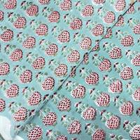 Tissu en coton de qualité supérieure en gros, imprimé floral grenade fait main, bleu aqua et rose, pour vêtements homme et femme