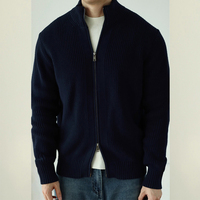 Weshallo Hiver Chunky Warm col montant Tricots Personnalisé 100% Coton Tricoté Cardigan Pull pour Hommes