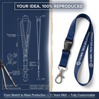 Cordon porte-outils en PET recyclé à transfert thermique avec porte-carte, clip métallique sans plastique, imprimé sur mesure, promotionnel, motif appel au canard