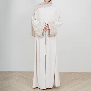 عباءة نسائية إسلامية مخصصة مع فستان كامل الطول، عباءات إسلامية مفتوحة بلون سادة للنساء المسلمات - Product Image 1