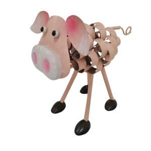 ピンクの幸せな豚の像金属ミニ豚の置物ラッキーアニマルガーデンの像 - Product Image 1